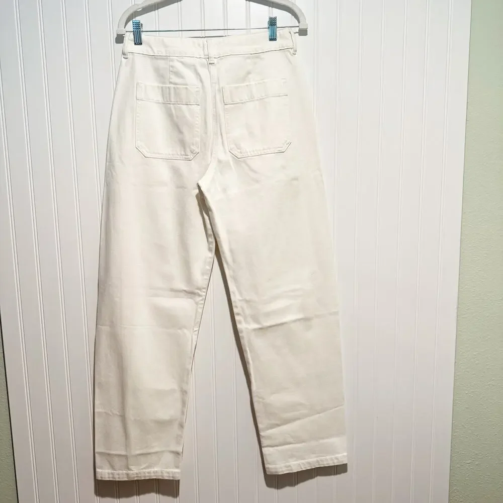 J Crew Relaxed Barrel Leg Jeans White Denim Size 0 NEW